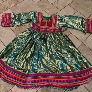 slim fit dress slacks Nel Afghan Kuchi Dress Green – Mali Boutique main image 1